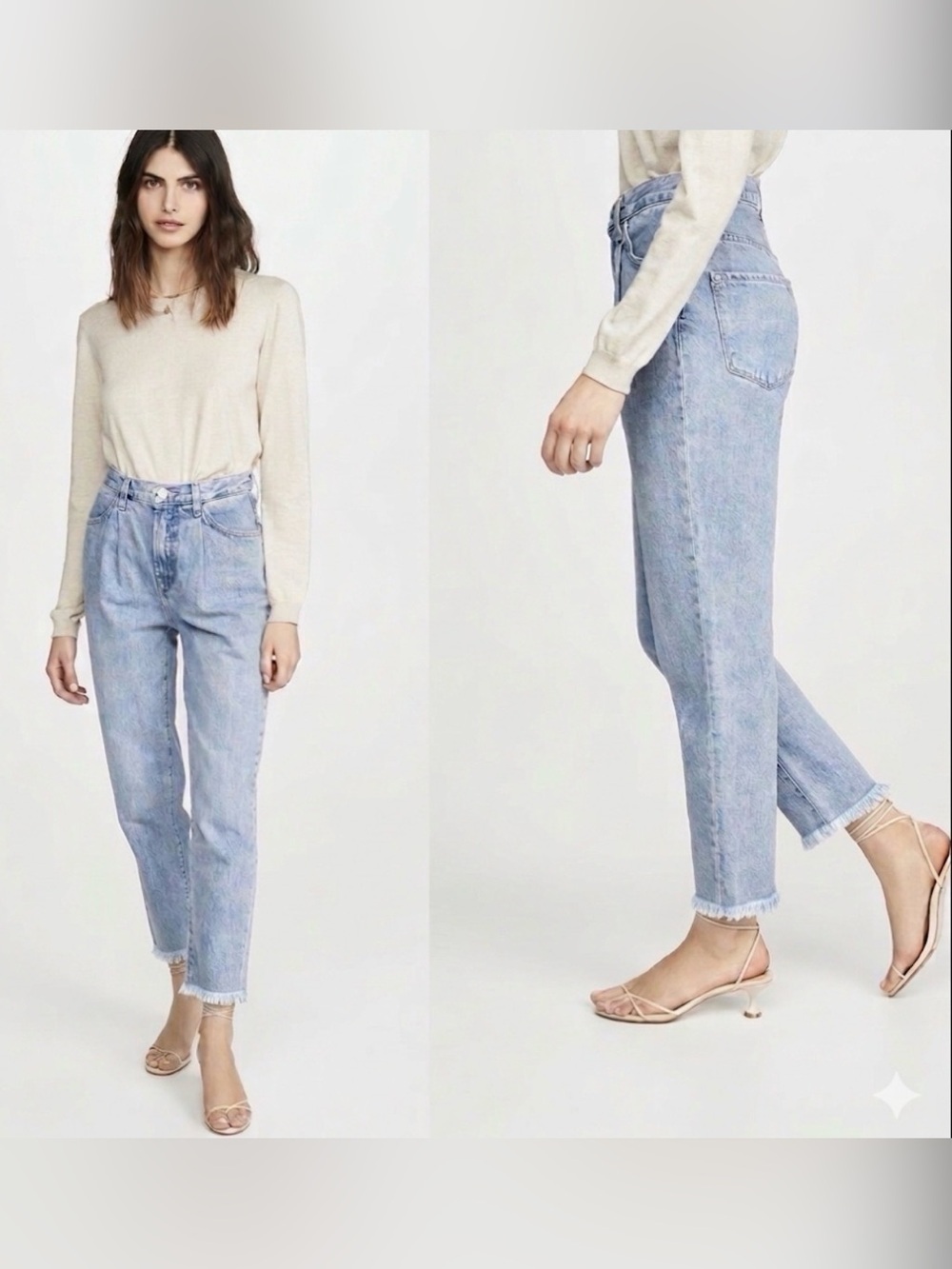 J Brand Pleated Peg High-Rise Tapered Jeans in Blissed: SZ 26